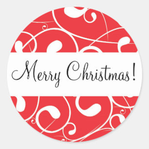Roter Swirl, Frohe Weihnachten! Runder Aufkleber