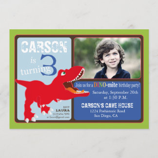 Roter T-Rex Dinosaurier-dritte Einladung