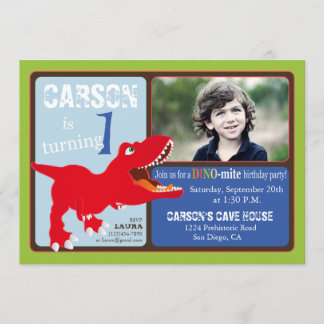 Roter T-Rex Dinosaurier-erste Einladung