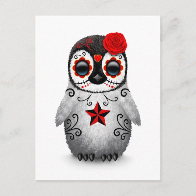 Roter Tag des toten Zuckerpinguins Postkarte (Vorderseite)