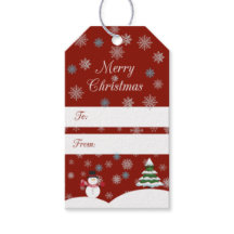 Roter Tag mit Schneeflocken