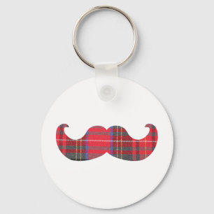 Roter Tartan-Schnurrbart Schlüsselanhänger