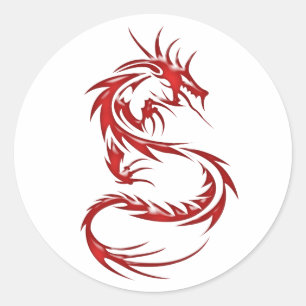 Roter Tätowierungs-Drache Runder Aufkleber