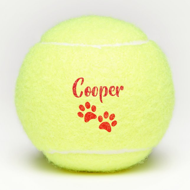 Roter Tatzen-Druck-personalisiertes Haustier oder Tennisbälle (Vorderseite)