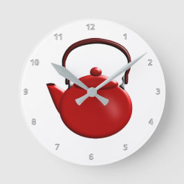 Roter Teekanne-Entwurf Runde Wanduhr