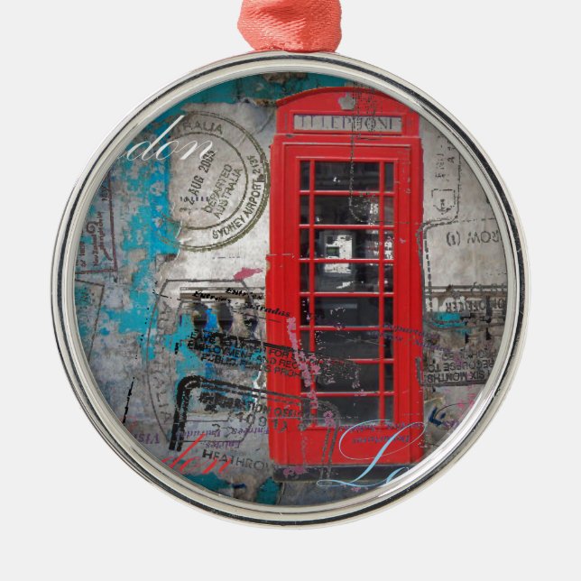 roter Telefon-Stand Pass-Briefmarken Londons Ornament Aus Metall (Vorne)