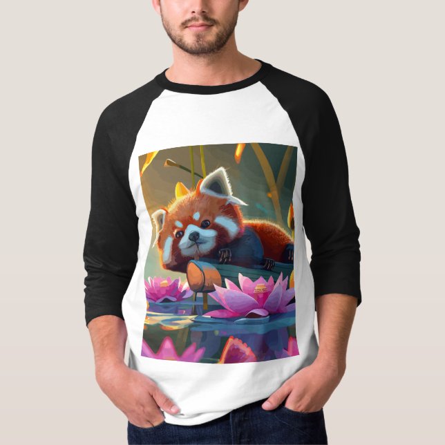 Roter Teller auf einem Login-Lotusteich T-Shirt (Vorderseite)