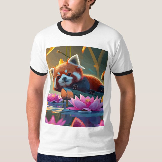 Roter Teller auf einem Login-Lotusteich T-Shirt (Vorderseite)