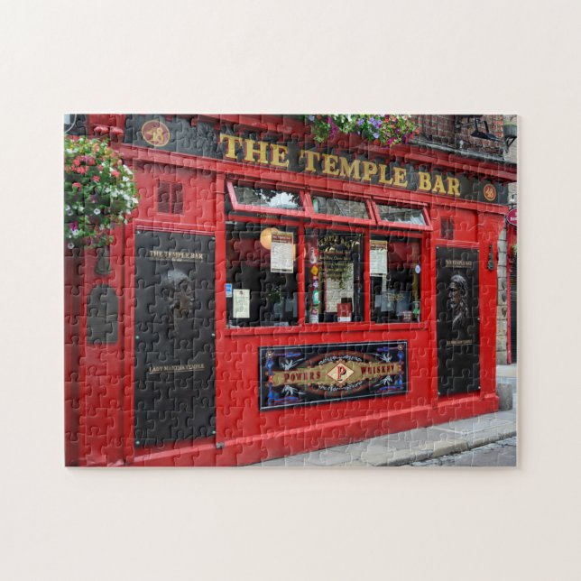 Roter Tempel-Bar Pub in Dublin-Puzzlespiel (Horizontal)
