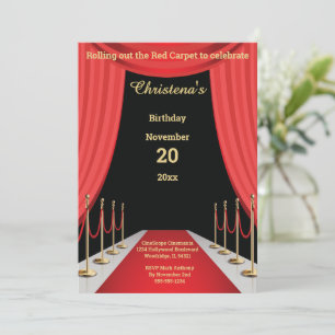 Roter-Teppich-Film-Themen-Geburtstag Einladung