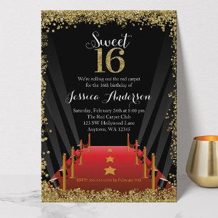 Roter Teppich Hollywood Glitter Sweet 16 Geburtsta Einladung