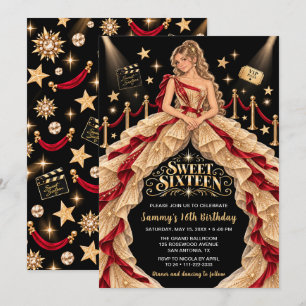 Roter Teppich Sweet Sixteen Geburtstag Einladung