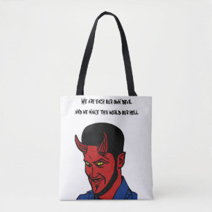 Roter Teufel Dämon Mann Luzifer Hell zitiert Kunst Tasche