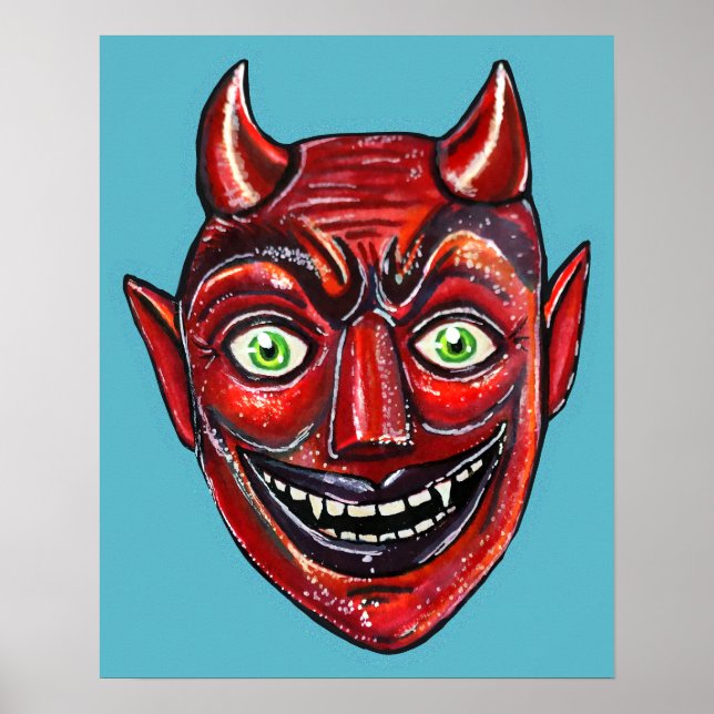 Roter Teufel Vintage Halloween  Poster (Vorne)