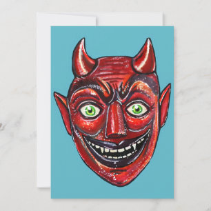 Roter Teufel Vintage Halloweenies  Einladung