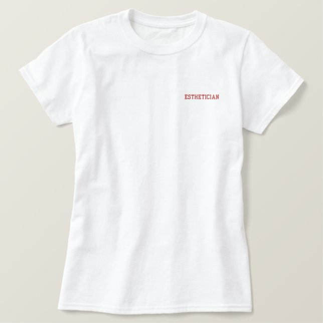 Roter Text Besticktes T-Shirt (Design vorne)