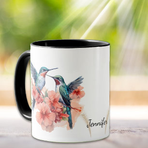 Roter Throter Hummingbirds Orange Floral Tasse