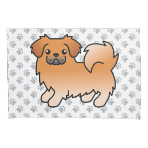 Roter Tibet-Spaniel Süßer Cartoon-Hund & Pfoten Kissenbezug