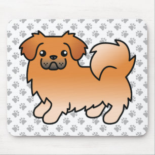 Roter Tibet-Spaniel Süßer Cartoon-Hund & Pfoten Mousepad
