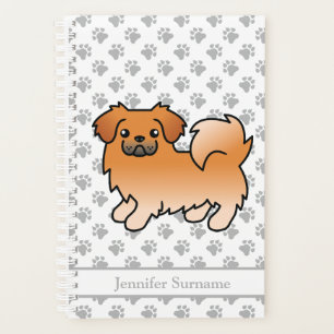 Roter Tibet-Spaniel Süßer Cartoon-Hund & Text Planer