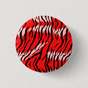Roter Tiger-Tierhaut-Muster-Design Button