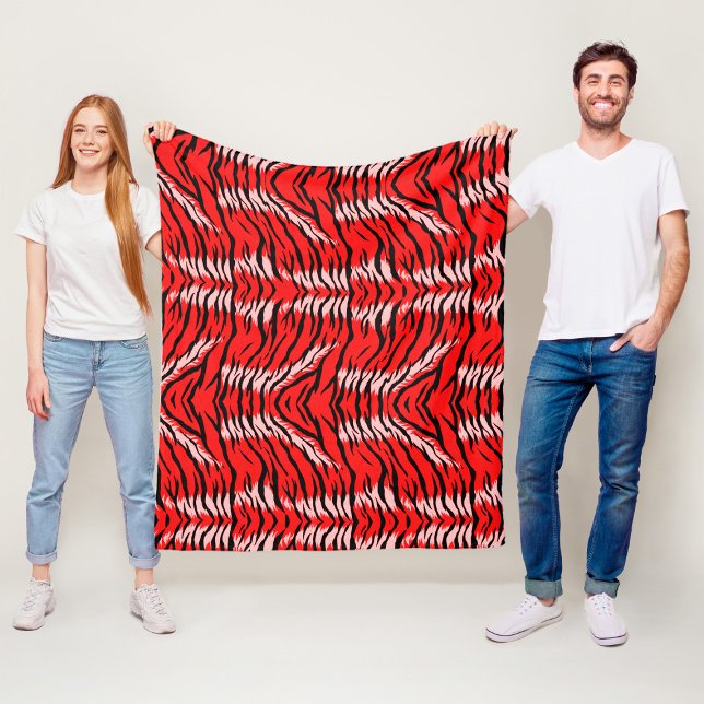Roter Tiger-Tierhaut-Muster-Design  Fleecedecke (Von Creator hochgeladen)