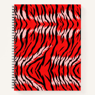 Roter Tiger-Tierhaut-Muster-Design  Notizbuch