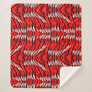 Roter Tiger-Tierhaut-Muster-Design  Sherpadecke