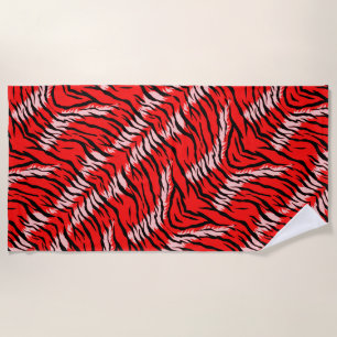 Roter Tiger-Tierhaut-Muster-Design Strandtuch