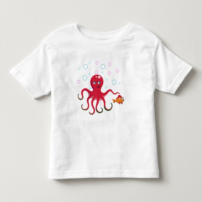 Roter Tintenfisch Kleinkind T-shirt (Vorderseite)