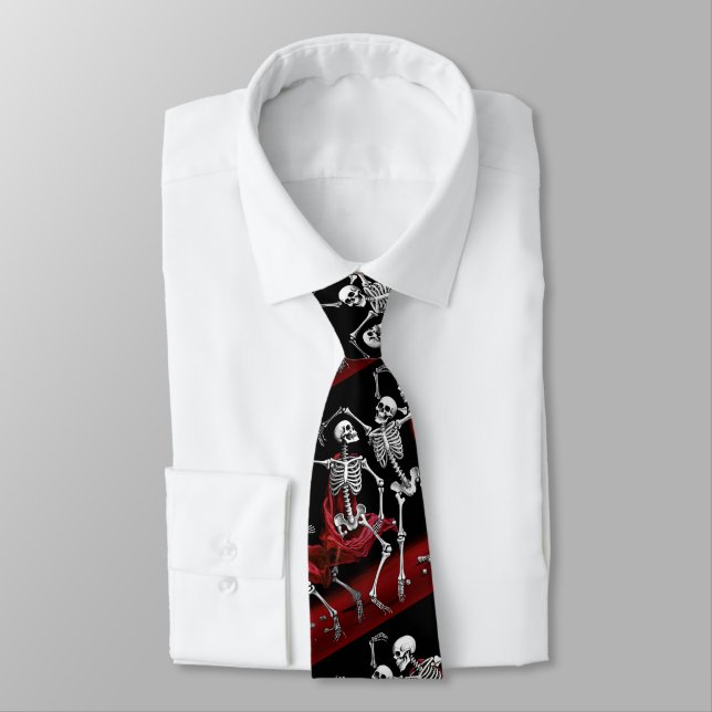 Roter Tod tanzende Skelette Gothic Wedding Krawatte (Gebunden)