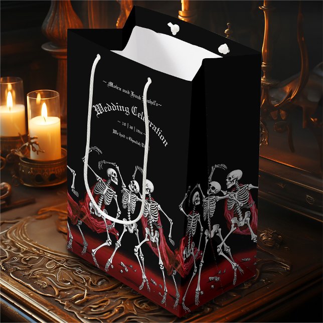 Roter Tod tanzende Skelette Gothic Wedding Mittlere Geschenktüte (Von Creator hochgeladen)