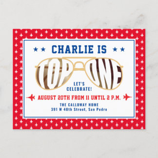 Roter TopOne-Kämpfer-Pilot zum ersten Geburtstag Postkarte