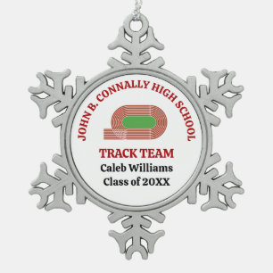 Roter Track-Team individuell gestalteter Weihnacht Schneeflocken Zinn-Ornament