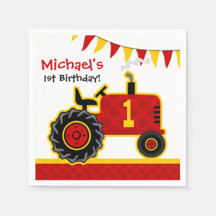 Roter Traktor-1. Geburtstag Serviette