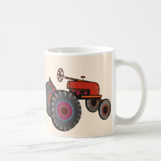 Roter Traktor auf einer Tasse