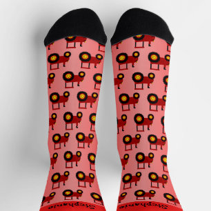 Roter Traktor Design Personalisiert Socken