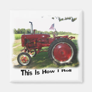 Roter Traktor dieses ist, wie ich Magneten rolle Magnet