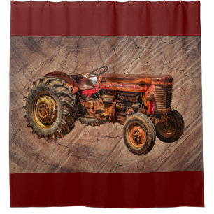 Roter Traktor Duschvorhang