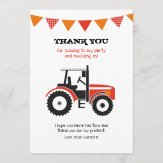 Roter Traktor-Geburtstag danken Ihnen Dankeskarte
