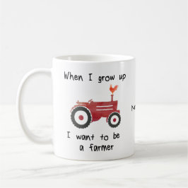 Roter Traktor mit Huhn-ICh wollen, um ein Landwirt Kaffeetasse