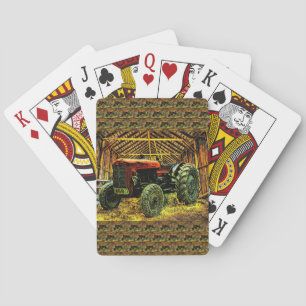 Roter Traktor Rustikaler Stall Spielkarten