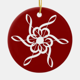 Roter Treble Clef Snowflake Keramik Ornament