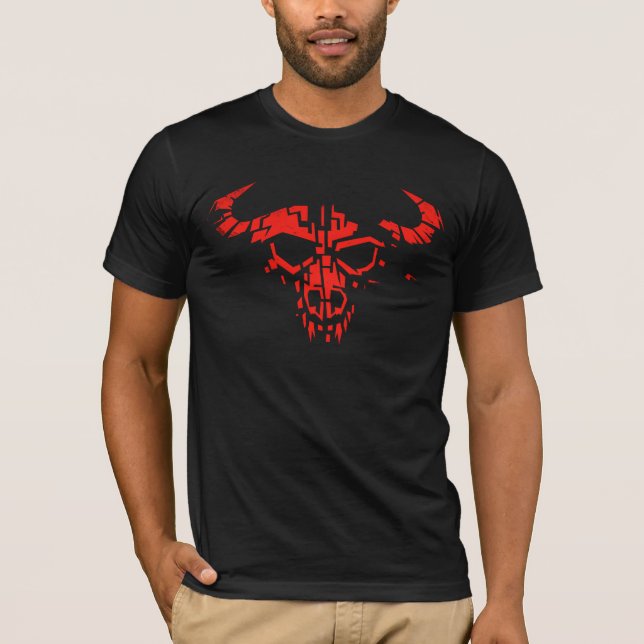 Roter tribaler Büffelschädel T-Shirt (Vorderseite)