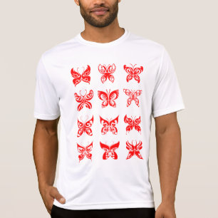 Roter tribaler Schmetterlingszierrat T-Shirt