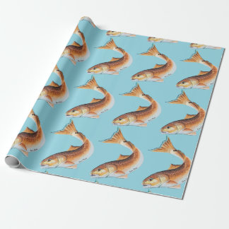 Roter Trommler auf blau Geschenkpapier