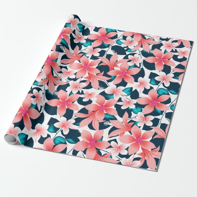 Roter tropischer Hibiskus Geschenkpapier (Ungerollt)