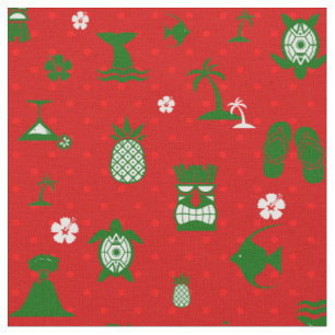 roter tropischer Weihnachten Tiki Retro  Stoff