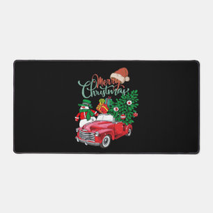 Roter Truck Pickup Weihnachtsbaum Frohe Weihnachte Schreibtischunterlage