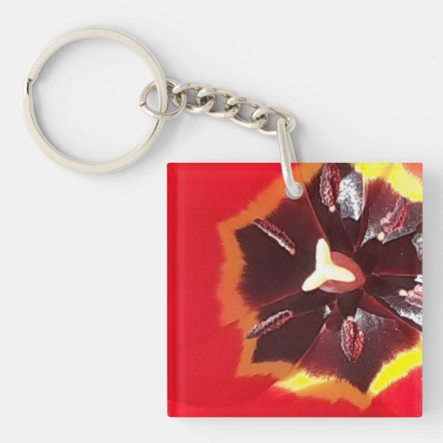 Roter Tulip Acrylic Schlüsselanhänger (Vorderseite)